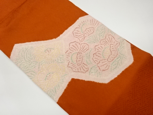 絞り花葉模様名古屋帯